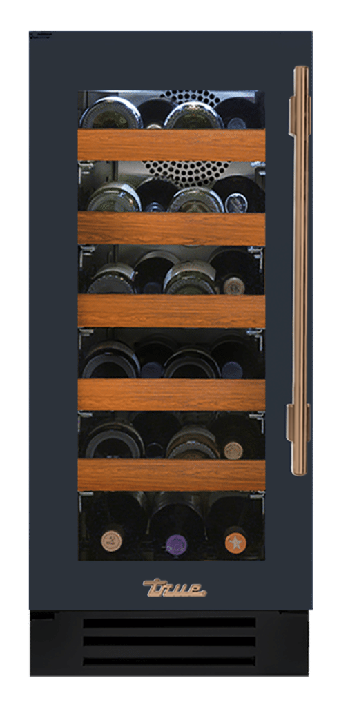 Undercounter Wine Cabinet, Left Hinged, Juniper, Gold Hardware TWC15LOGCDSK104H08