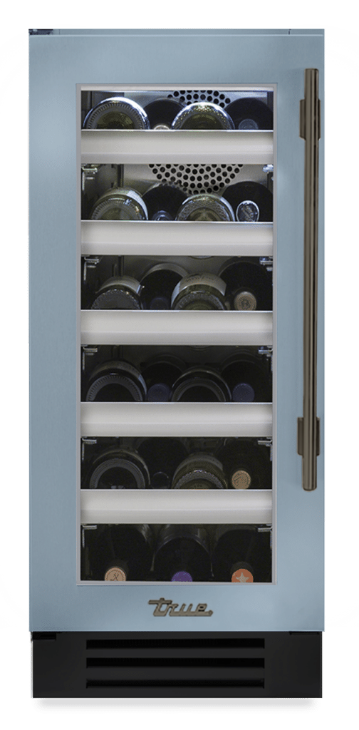 Undercounter Wine Cabinet, Left Hinged, Bluestone, Pewter Hardware TWC15LOGCDSK152H05