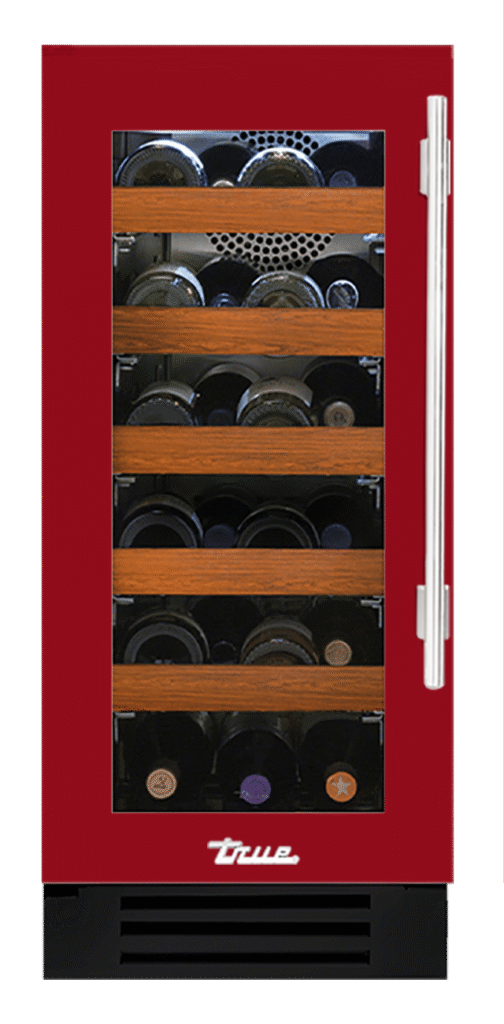 Undercounter Wine Cabinet, Left Hinged, Crimson, Chrome Hardware TWC15LOGCDSK193H02
