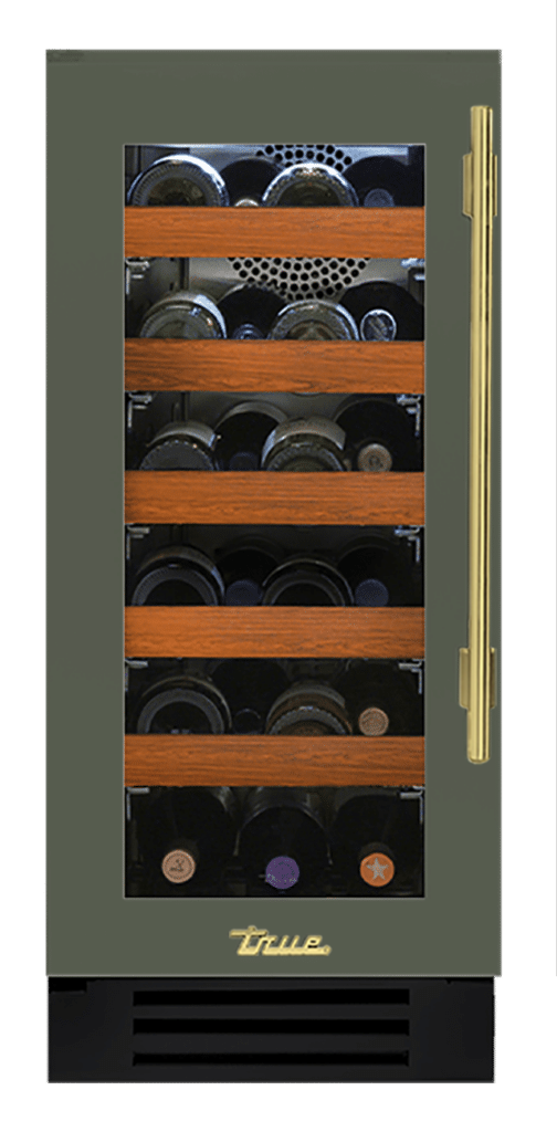 Undercounter Wine Cabinet, Left Hinged, Olive, Brass Hardware TWC15LOGCDSK238H01