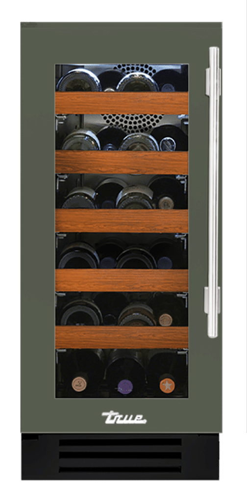 Undercounter Wine Cabinet, Left Hinged, Olive, Chrome Hardware TWC15LOGCDSK238H02