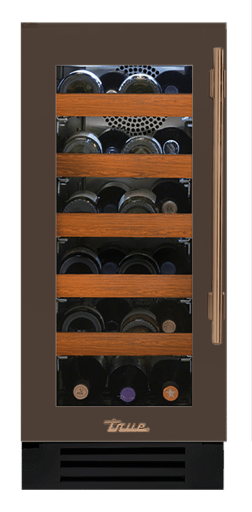 Undercounter Wine Cabinet, Left Hinged, Espresso, Gold Hardware TWC15LOGCDSK305H08