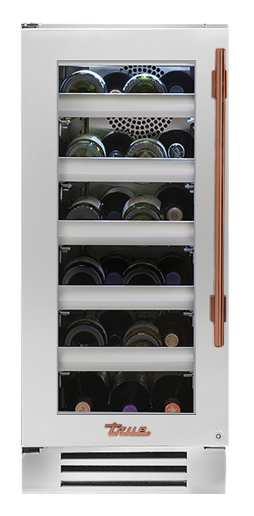 Undercounter Wine Cabinet, Left Hinged, Color Match, Copper Hardware TWC15LOGCDSKXXXH03
