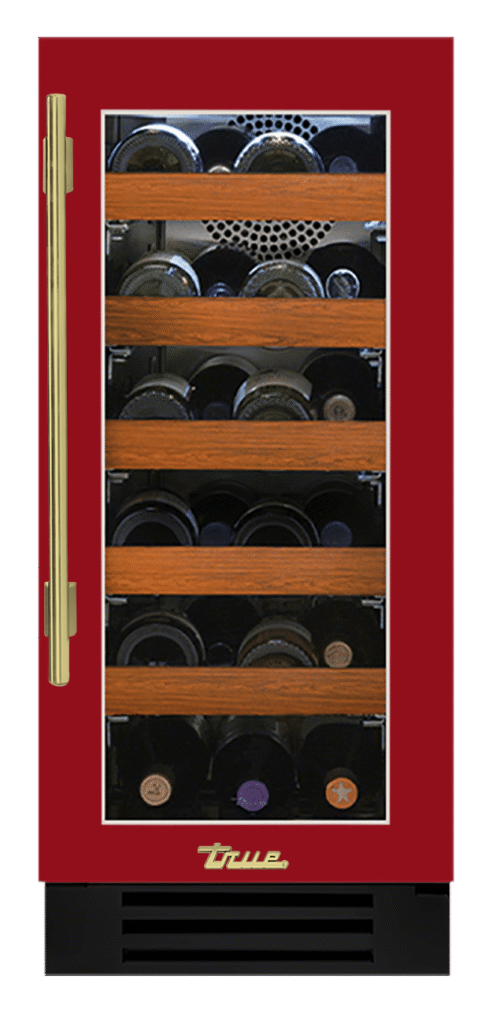 Undercounter Wine Cabinet, Right Hinged, Crimson, Brass Hardware TWC15ROGCDSK193H01