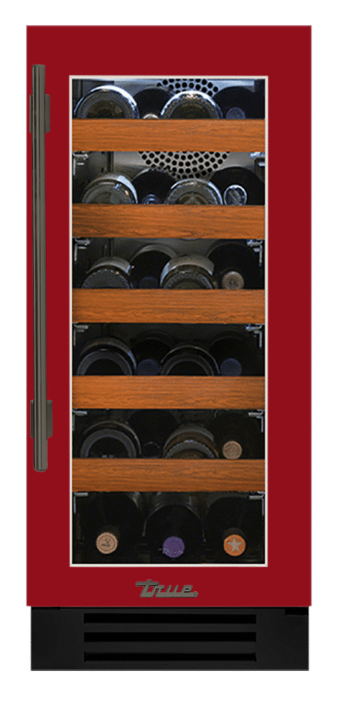 Undercounter Wine Cabinet, Right Hinged, Crimson, Pewter Hardware TWC15ROGCDSK193H05