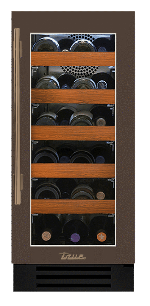 Undercounter Wine Cabinet, Right Hinged, Espresso, Gold Hardware TWC15ROGCDSK305H08