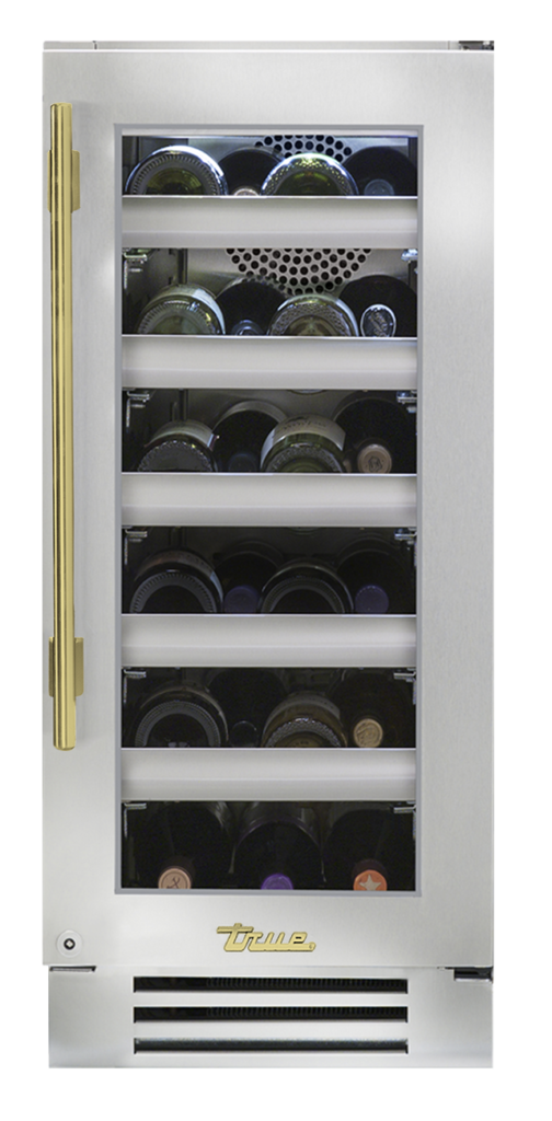 Undercounter Wine Cabinet, Right Hinged, Brass Hardware TWC15RSGCH01