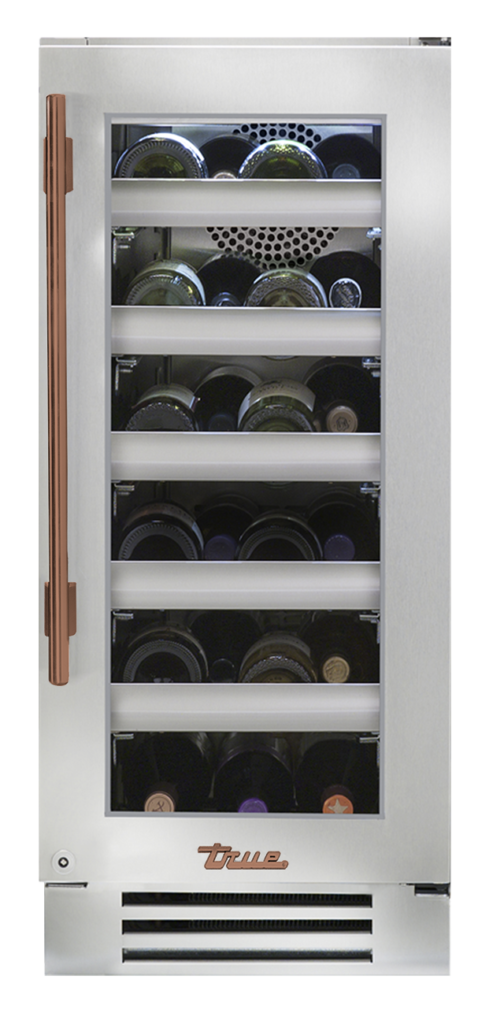 Undercounter Wine Cabinet, Right Hinged, Copper Hardware TWC15RSGCH03