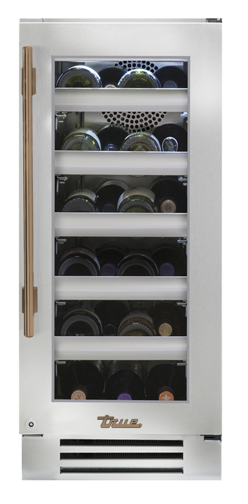 Undercounter Wine Cabinet, Right Hinged, Gold Hardware TWC15RSGCH08