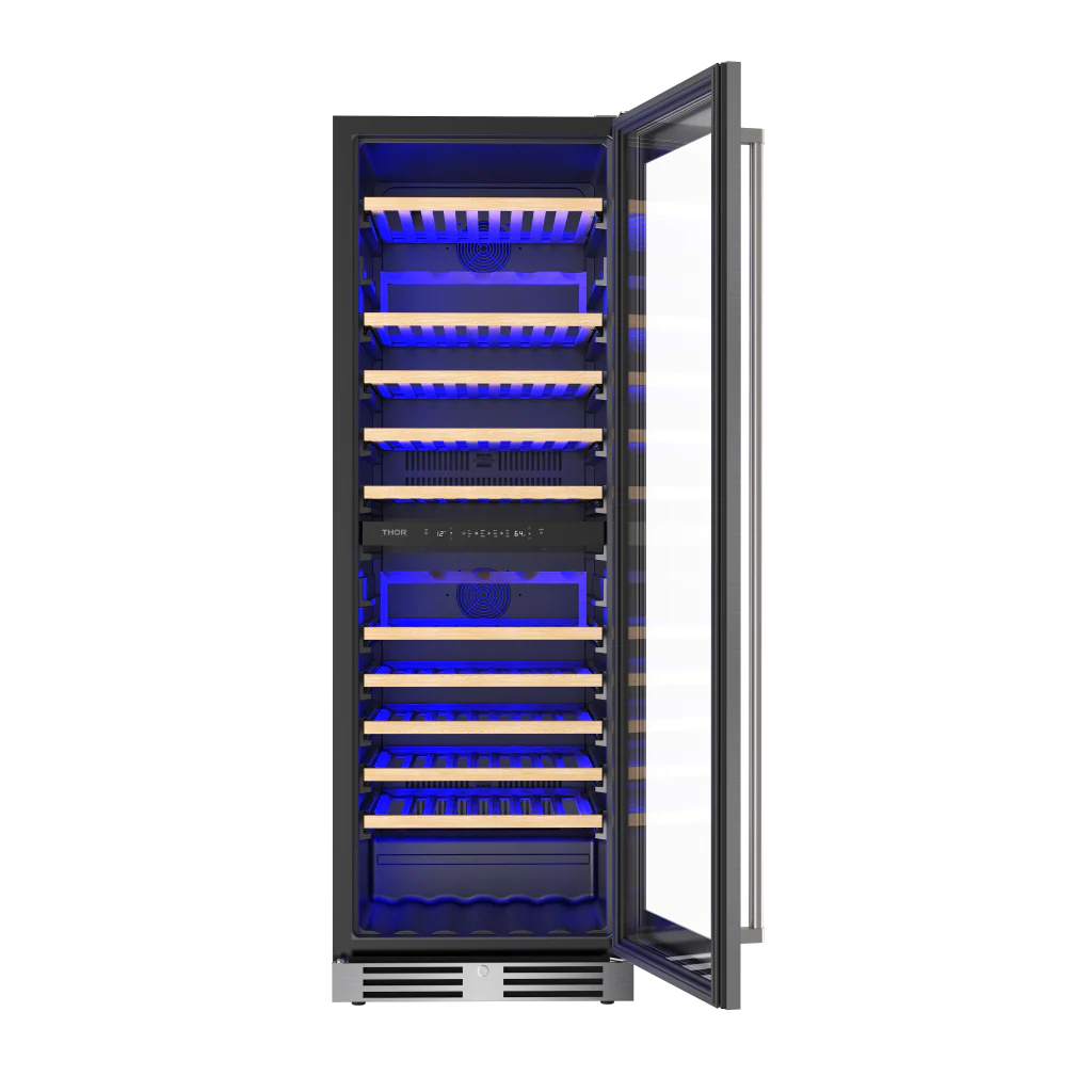 24 Inch Freestanding Dual Zone Wine Cellar, 115 Bottle Capacity Thor Kitchen TWC2470D