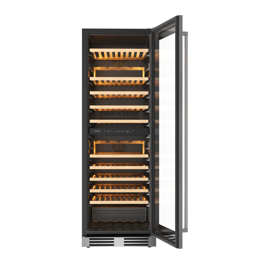 24 Inch Freestanding Dual Zone Wine Cellar, 115 Bottle Capacity Thor Kitchen TWC2470D