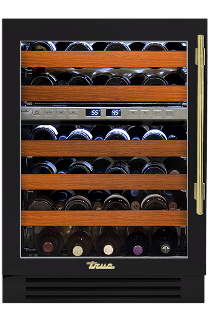 Undercounter Wine Cabinet, Left Hinged, Matte Black, Brass Hardware TWC24DZLOGCDSK027H01