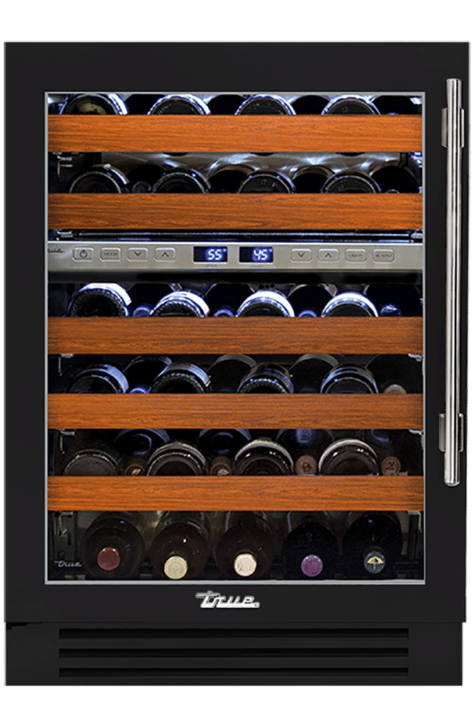 Undercounter Wine Cabinet, Left Hinged, Matte Black, Chrome Hardware TWC24DZLOGCDSK027H02