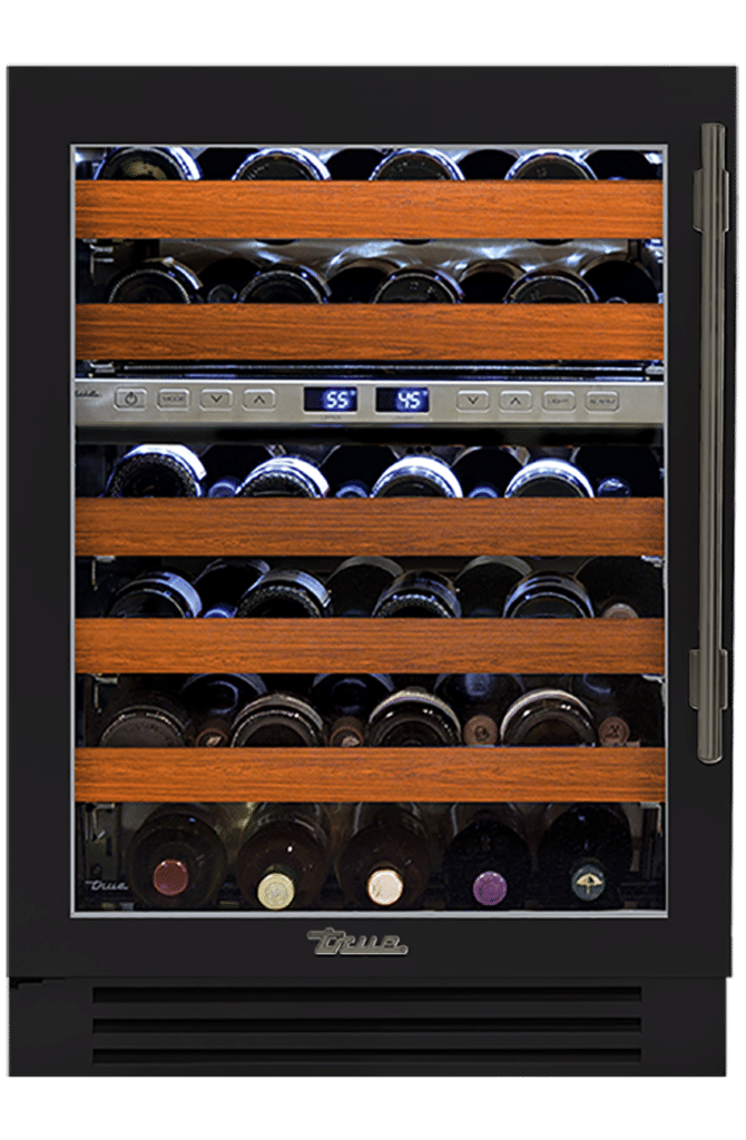 Undercounter Wine Cabinet, Left Hinged, Matte Black, Pewter Hardware TWC24DZLOGCDSK027H05