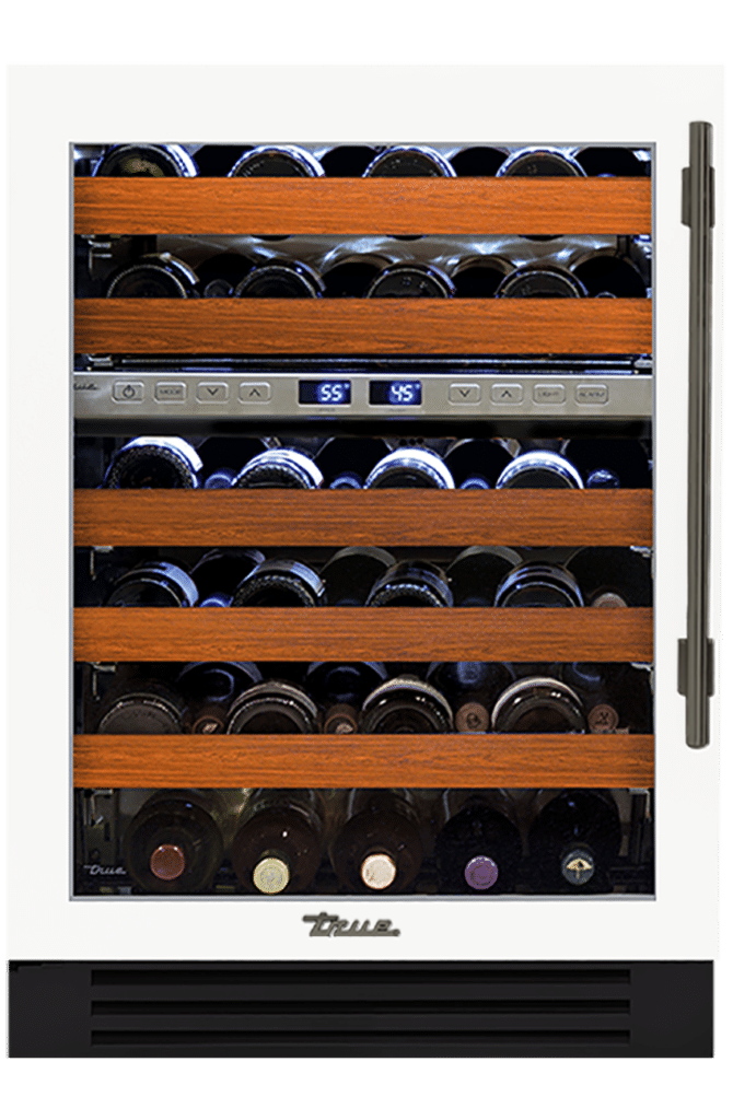 Undercounter Wine Cabinet, Left Hinged, Matte White, Pewter Hardware TWC24DZLOGCDSK030H05