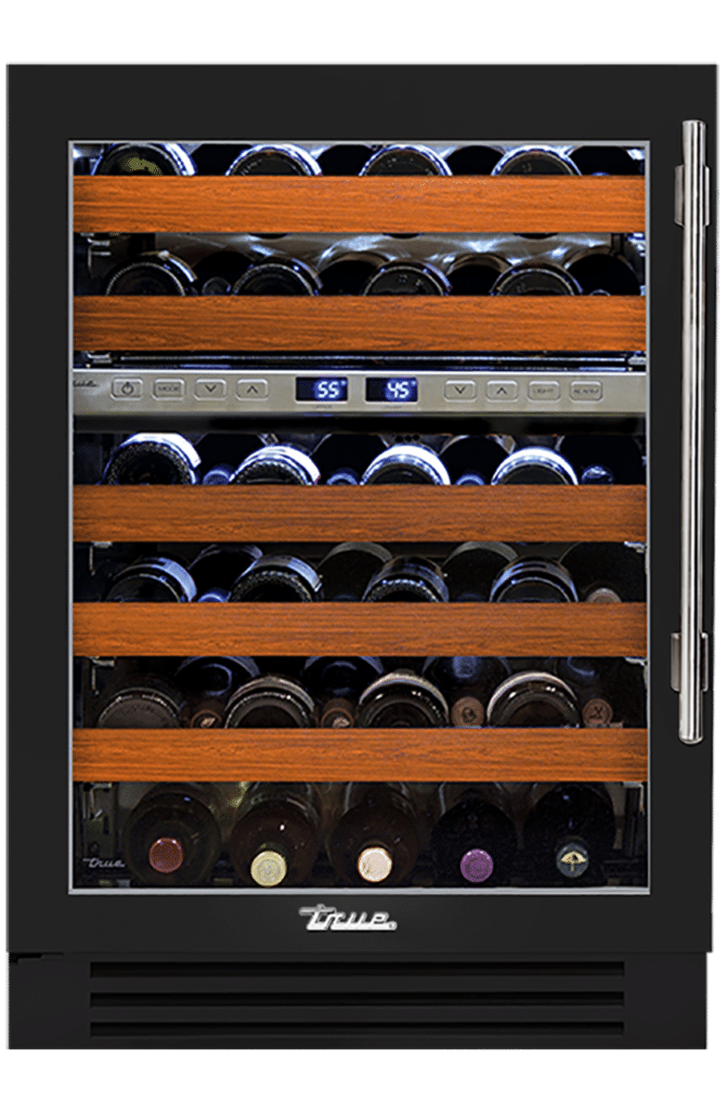 Undercounter Wine Cabinet, Left Hinged, Gloss Black, Chrome Hardware TWC24DZLOGCDSK044H02