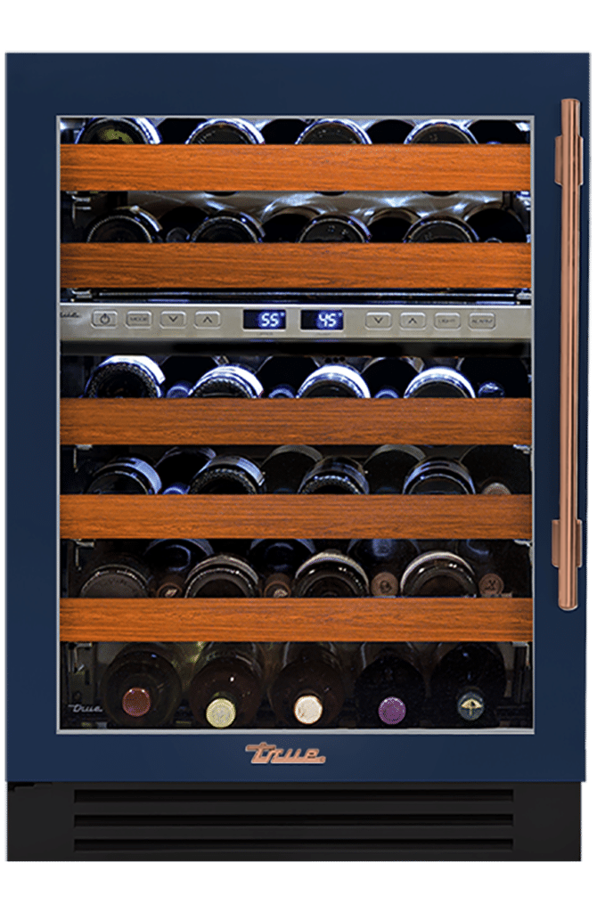 Undercounter Wine Cabinet, Left Hinged, Cobalt, Copper Hardware TWC24DZLOGCDSK078H03