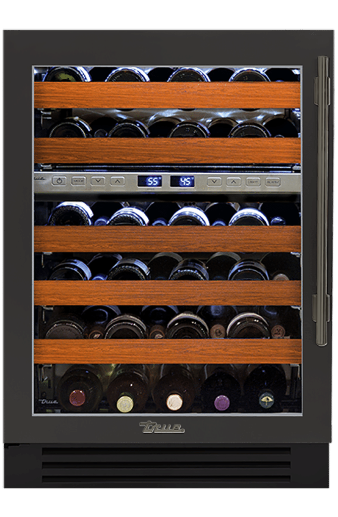 Undercounter Wine Cabinet, Left Hinged, Ultra Matte Black, Pewter Hardware TWC24DZLOGCDSK085H05