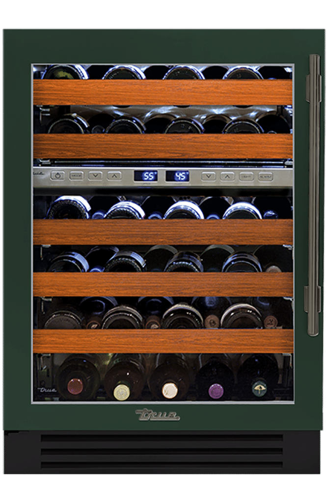 Undercounter Wine Cabinet, Left Hinged, Emerald, Pewter Hardware TWC24DZLOGCDSK086H05