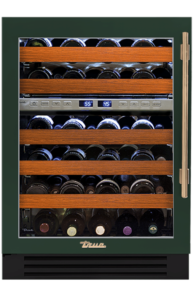 Undercounter Wine Cabinet, Left Hinged, Emerald, Gold Hardware TWC24DZLOGCDSK086H08