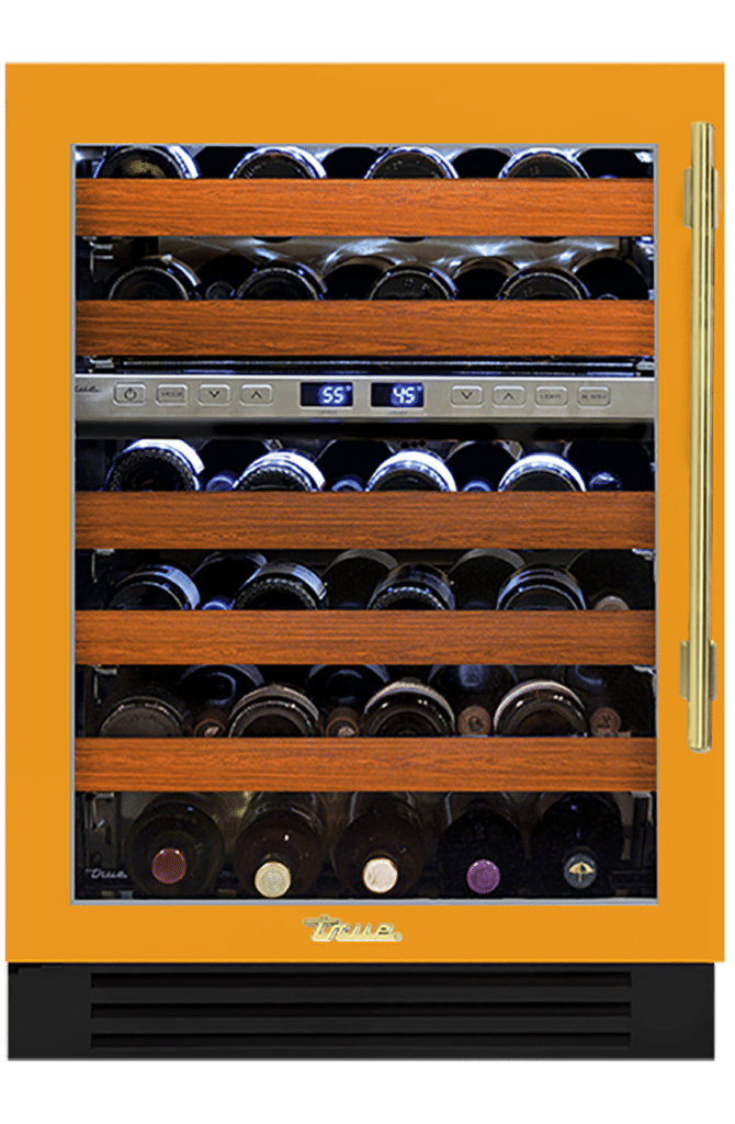 Undercounter Wine Cabinet, Left Hinged, Saffron, Brass Hardware TWC24DZLOGCDSK103H01