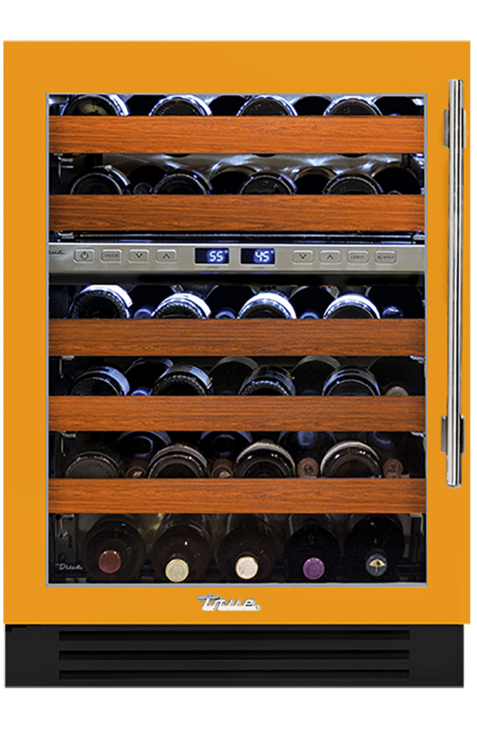 Undercounter Wine Cabinet, Left Hinged, Saffron, Chrome Hardware TWC24DZLOGCDSK103H02