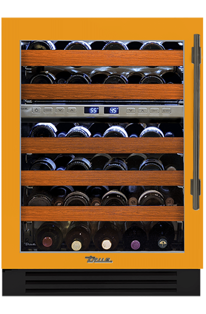 Undercounter Wine Cabinet, Left Hinged, Saffron, Pewter Hardware TWC24DZLOGCDSK103H05