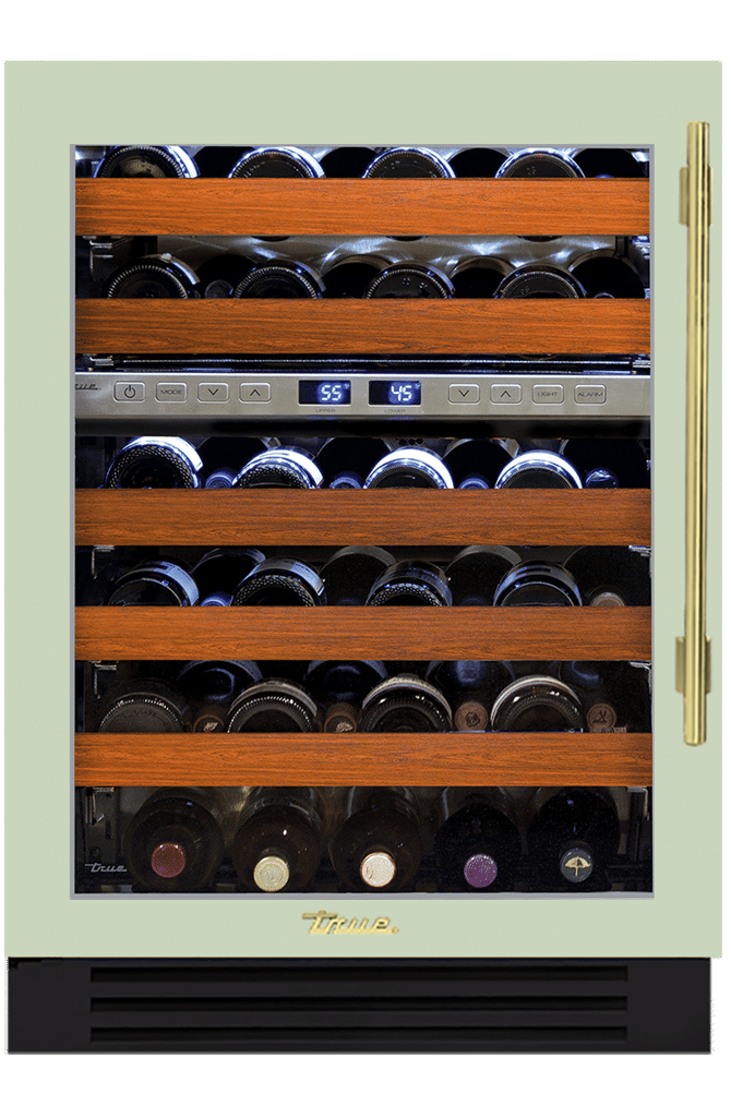 Undercounter Wine Cabinet, Left Hinged, Sage, Brass Hardware TWC24DZLOGCDSK129H01