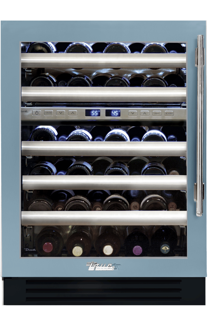 Undercounter Wine Cabinet, Left Hinged, Bluestone, Chrome Hardware TWC24DZLOGCDSK152H02