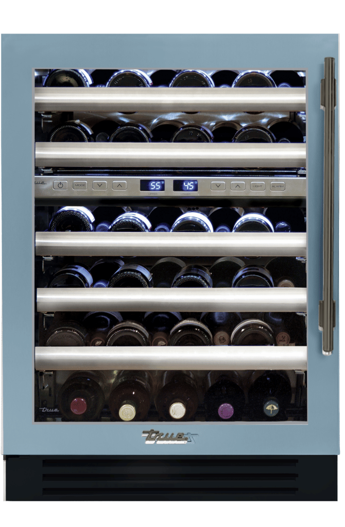 Undercounter Wine Cabinet, Left Hinged, Bluestone, Pewter Hardware TWC24DZLOGCDSK152H05