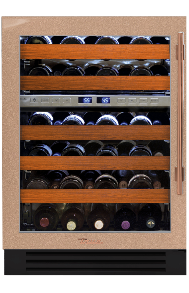 Undercounter Wine Cabinet, Left Hinged, Champagne, Copper Hardware TWC24DZLOGCDSK179H03