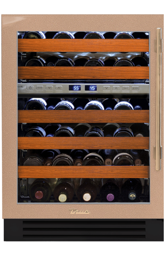 Undercounter Wine Cabinet, Left Hinged, Champagne, Gold Hardware TWC24DZLOGCDSK179H08