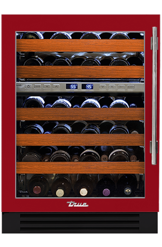 Undercounter Wine Cabinet, Left Hinged, Crimson, Chrome Hardware TWC24DZLOGCDSK193H02