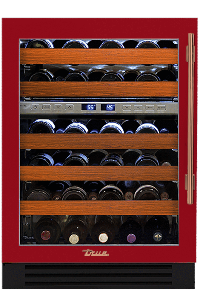 Undercounter Wine Cabinet, Left Hinged, Crimson, Copper Hardware TWC24DZLOGCDSK193H03