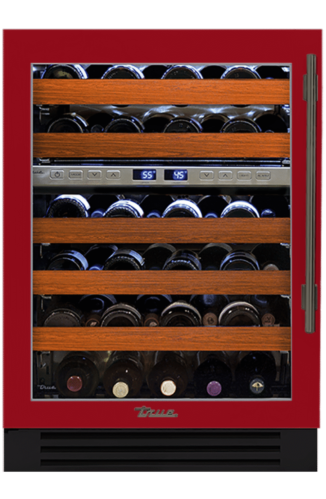 Undercounter Wine Cabinet, Left Hinged, Crimson, Pewter Hardware TWC24DZLOGCDSK193H05