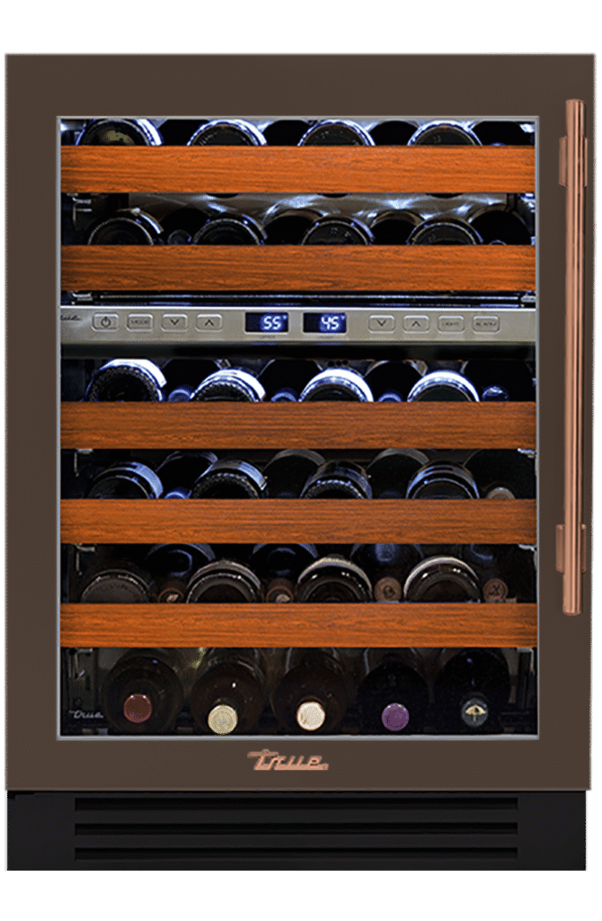 Undercounter Wine Cabinet, Left Hinged, Espresso, Copper Hardware TWC24DZLOGCDSK305H03
