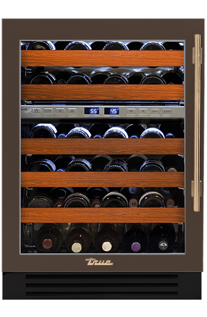 Undercounter Wine Cabinet, Left Hinged, Espresso, Gold Hardware TWC24DZLOGCDSK305H08