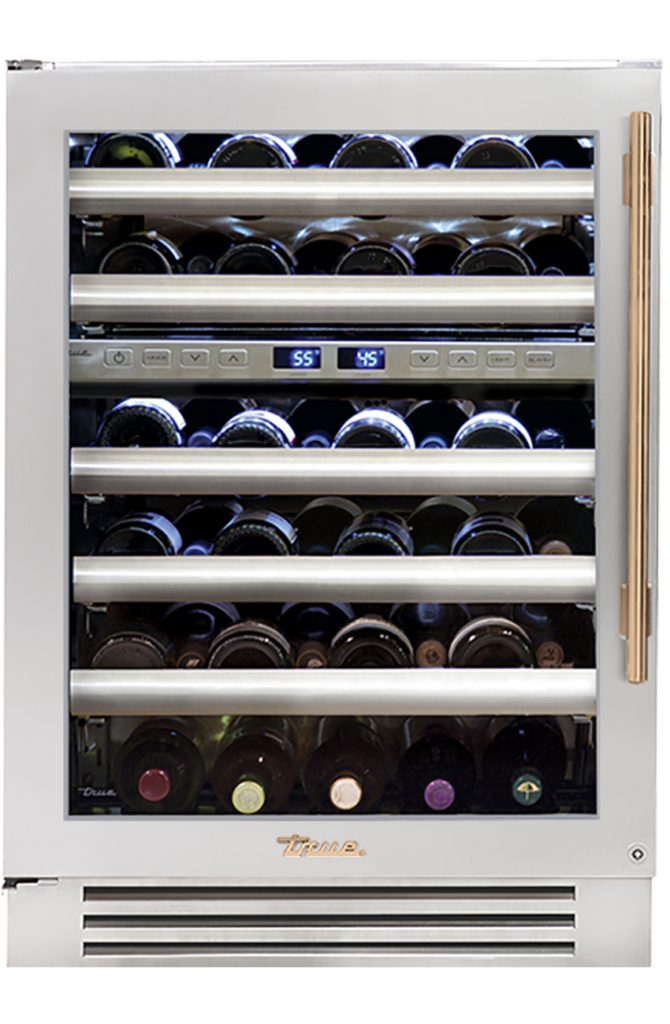 Undercounter Wine Cabinet, Left Hinged, Color Match, Gold Hardware TWC24DZLOGCDSKXXXH08