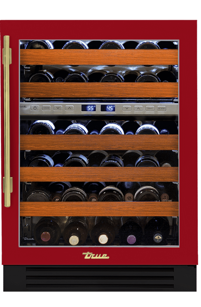 Undercounter Wine Cabinet, Right Hinged, Crimson, Brass Hardware TWC24DZROGCDSK193H01