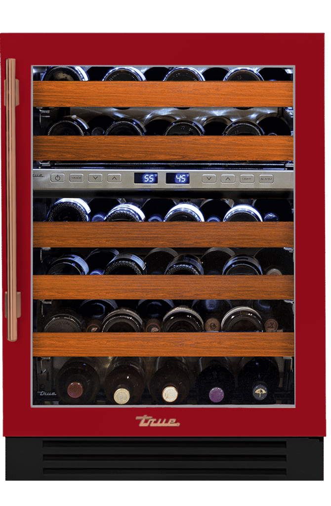 Undercounter Wine Cabinet, Right Hinged, Crimson, Copper Hardware TWC24DZROGCDSK193H03