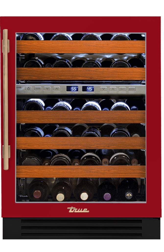 Undercounter Wine Cabinet, Right Hinged, Crimson, Gold Hardware TWC24DZROGCDSK193H08