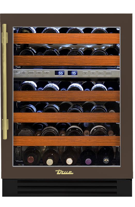 Undercounter Wine Cabinet, Right Hinged, Espresso, Brass Hardware TWC24DZROGCDSK305H01