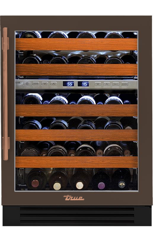 Undercounter Wine Cabinet, Right Hinged, Espresso, Copper Hardware TWC24DZROGCDSK305H03