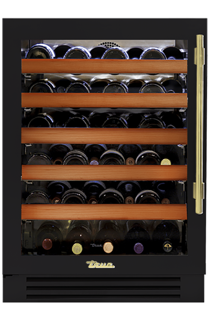 Undercounter Wine Cabinet, Left Hinged, Matte Black, Brass Hardware TWC24LOGCDSK027H01