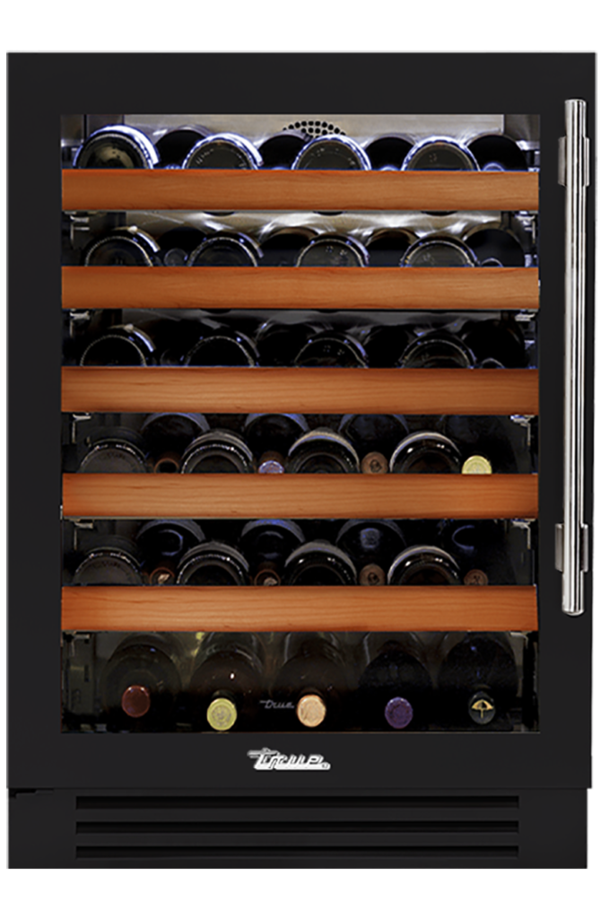 Undercounter Wine Cabinet, Left Hinged, Matte Black, Chrome Hardware TWC24LOGCDSK027H02
