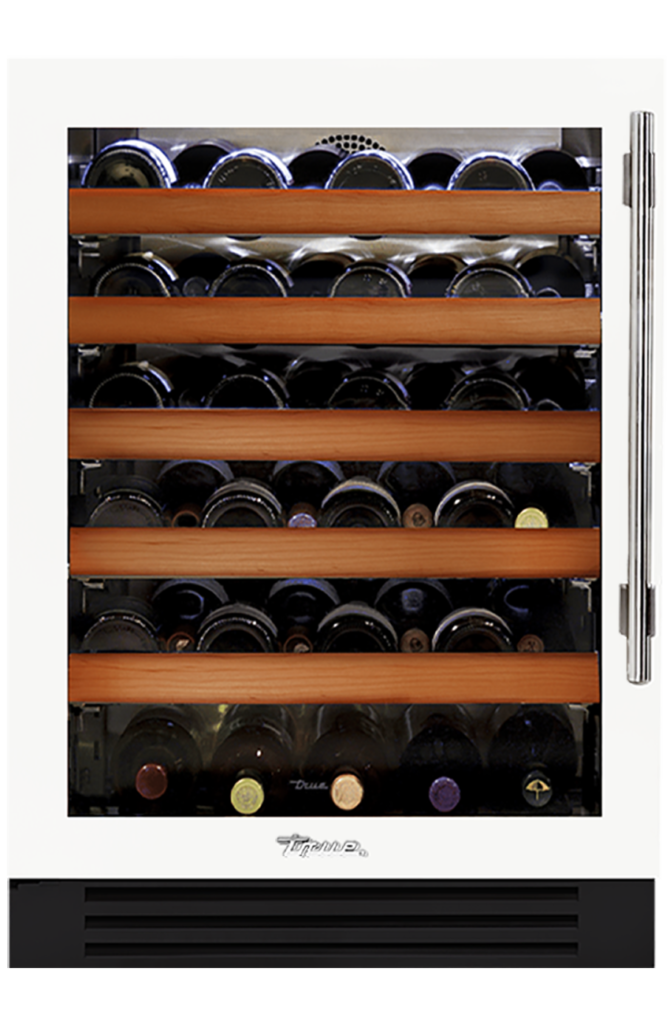 Undercounter Wine Cabinet, Left Hinged, Matte White, Chrome Hardware TWC24LOGCDSK030H02