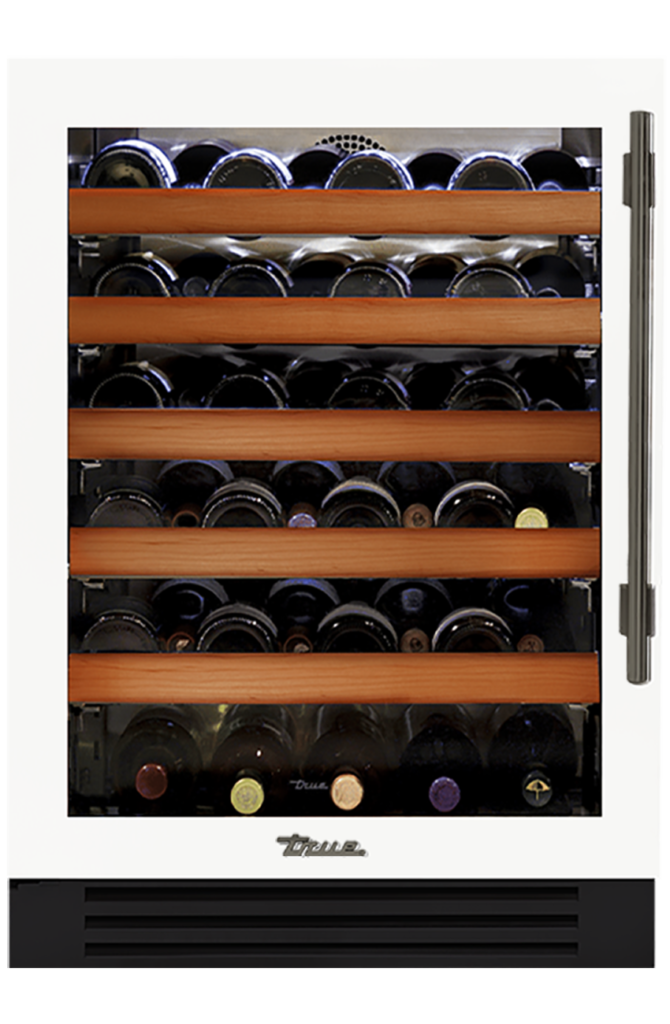 Undercounter Wine Cabinet, Left Hinged, Matte White, Pewter Hardware TWC24LOGCDSK030H05
