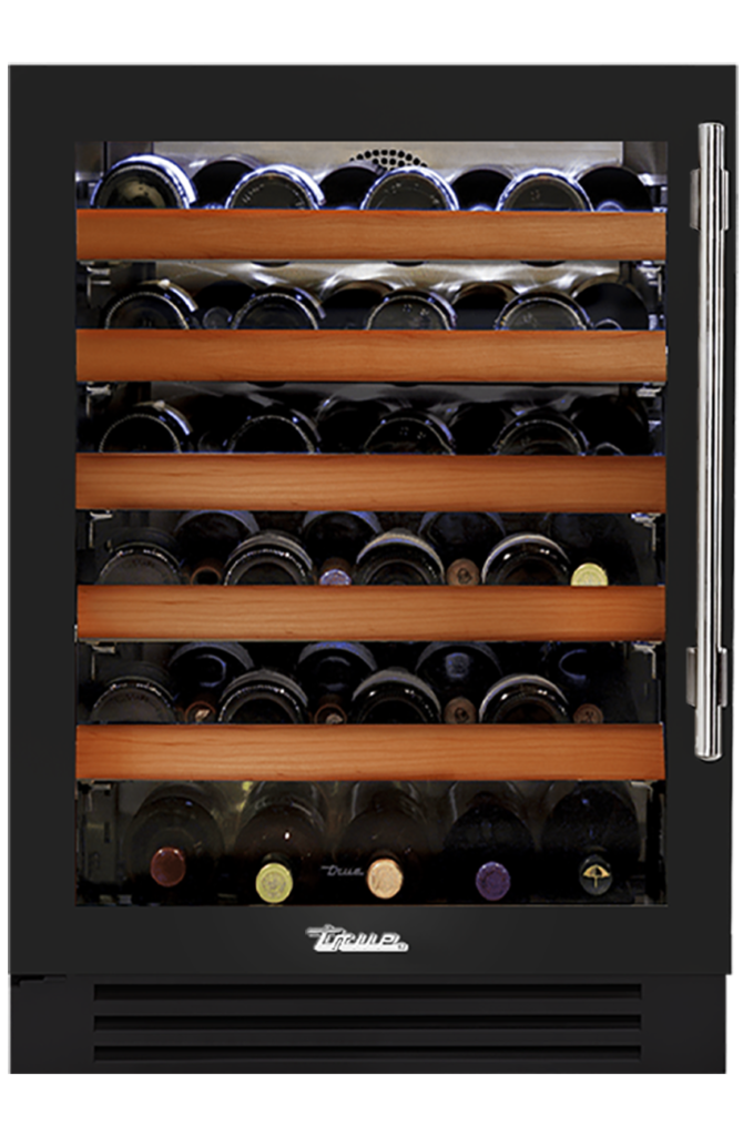 Undercounter Wine Cabinet, Left Hinged, Gloss Black, Chrome Hardware TWC24LOGCDSK044H02