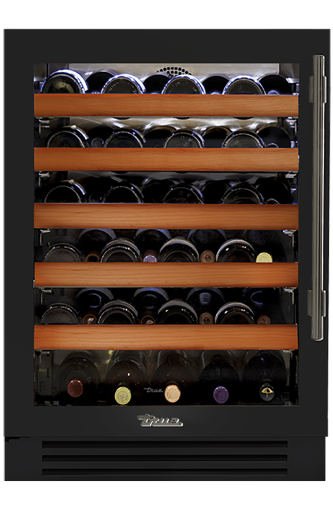 Undercounter Wine Cabinet, Left Hinged, Gloss Black, Pewter Hardware TWC24LOGCDSK044H05