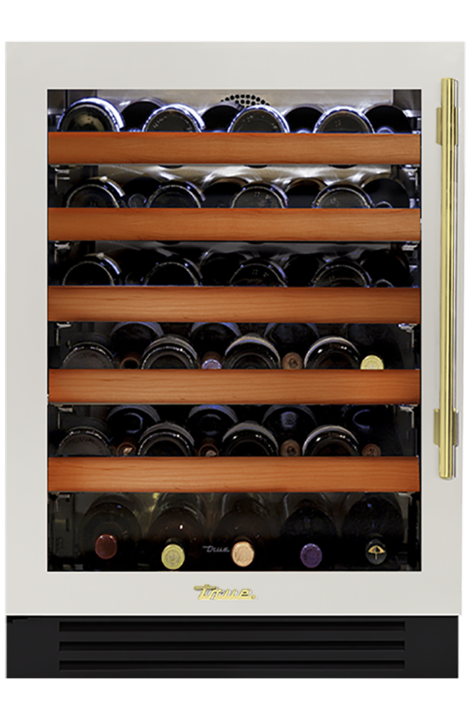 Undercounter Wine Cabinet, Left Hinged, Antique White, Brass Hardware TWC24LOGCDSK050H01